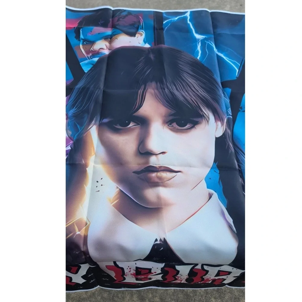 Wednesday Addams Happy Birthday Backdrop Banner 5x3ft Vinyl Party Decoration